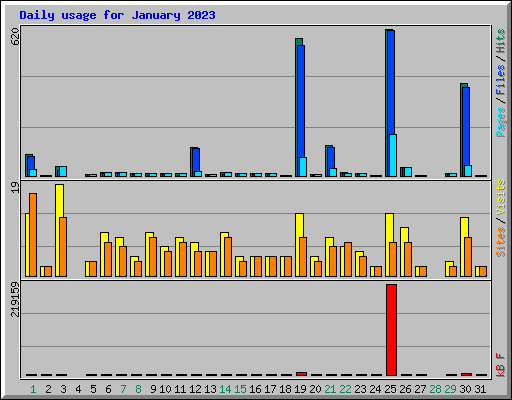 Daily usage for January 2023